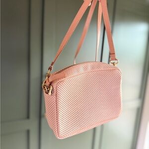 Clare V Ballet Pink Perforated Midi Sac Crossbody Bag